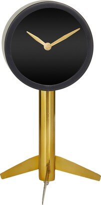 VIVIAN LUNE HOME Black Stainless Steel Clock with Gold Stand