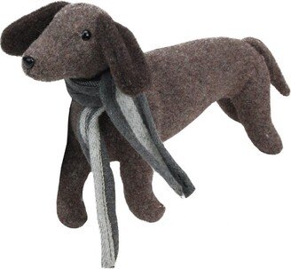 Northlight 7.5” Plush Brown Dachshund Dog with Scarf Christmas Decoration