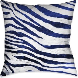 Blue Zebra Print Outdoor Decorative Pillow