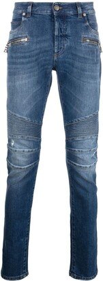 Ribbed-Detail Skinny Jeans