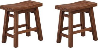 Set of 2 18 Sonoma Saddle Stools Wire Brushed Finish Chestnut