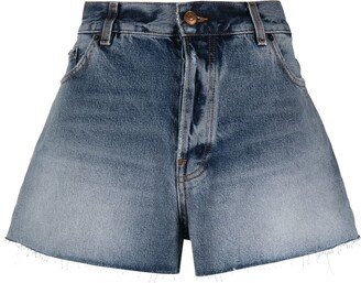 High-Waisted Denim Shorts-BG