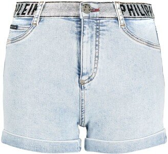 Logo-Embellished Denim Shorts-AA