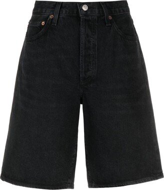 Wide-Leg Denim Shorts-AJ