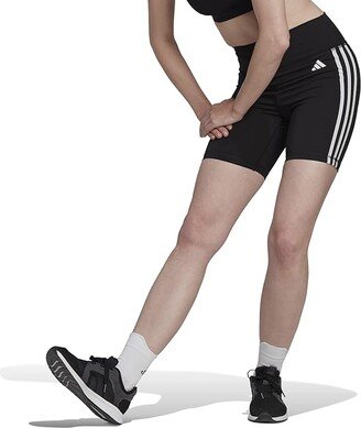 Training Essentials 3-Stripes High-Waisted Shorts (Black) Women's Clothing