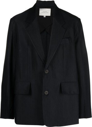 Single-Breasted Notched-Lapel Blazer-AB
