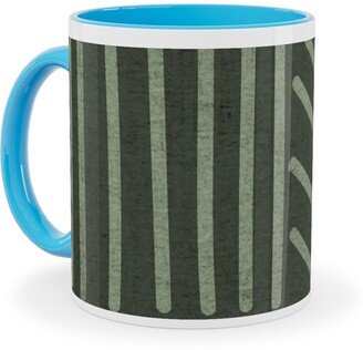 Mugs: Mudcloth Weaving Line - Green Ceramic Mug, Light Blue, 11Oz, Green