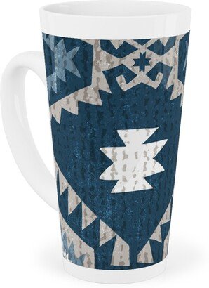 Mugs: Kilim Me - Blue Tall Latte Mug, 17Oz, Blue