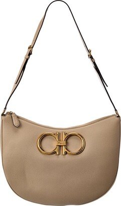 Maxi Gancio Leather Hobo Bag