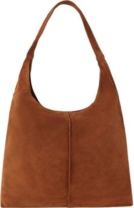 Brix + Bailey Camel Soft Suede Hobo Shoulder Bag | Bxxex