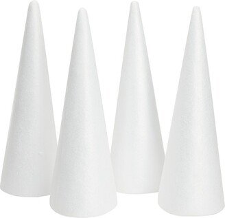 Juvale 4 Pack Foam Cones for DIY Crafts, Christmas Gnomes, Holiday Party Decor, White, 13.5x5.5 in