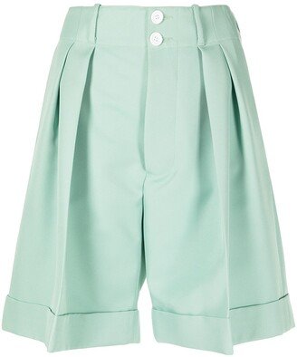 Pleat-Detail High-Rise Shorts