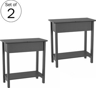 Set of 2 Flip Top Console Tables, Gray