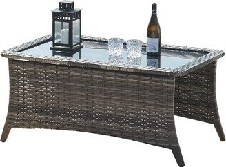 Pocassy Outdoor Patio Wicker Coffee Table-Rectangle - 46.5X28.5X21