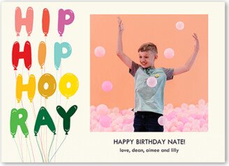 Girl Birthday Invitations: Hooray Day Birthday Card, Yellow, 5X7, Luxe Double-Thick Cardstock, Square