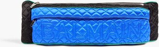 Quilted two-tone silk-satin belt bag