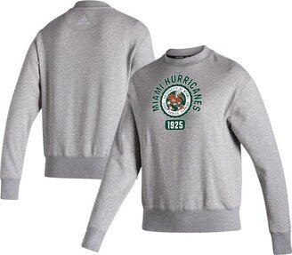 Women's Heathered Gray Miami Hurricanes Vintage-Like Circle Pullover Sweatshirt