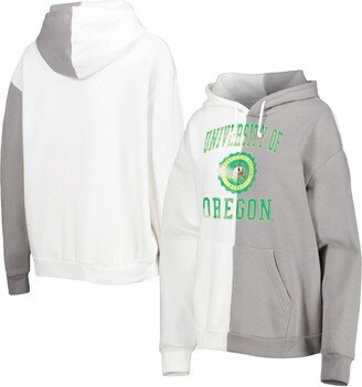 Women's Gameday Couture Gray, White Oregon Ducks Split Pullover Hoodie - Gray, White