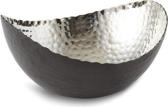 Curata Small Black Finish with Nickel-Tone Interior Hammered Eclipse Bowl