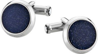 Stainless Steel And Blue Goldstone Meisterstück Cufflinks