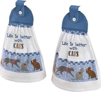Collections Etc 2-Piece Cat Hanging Towels