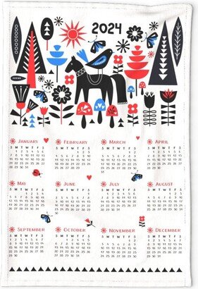 2024 Calendar Tea Towel - Scandi By Anjajankowsky Scandinavian Nordic Linen Cotton Canvas Spoonflower