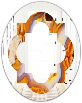 Designart 'Fire With Rrystals' Printed Modern Round or Oval Wall Mirror - Quatrefoil