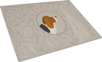 CK2165LCB Basset Hound In The Kitchen Glass Cutting Board