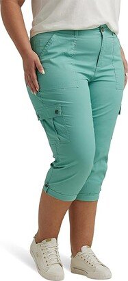 Plus Size Flex-To-Go Cargo Capris (Dusty Jade) Women's Casual Pants