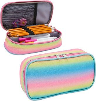 Bright Creations Rainbow Glitter Pencil Case for Girls, Cute School Supplies (9 x 4.6 x 2 in)