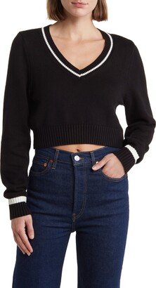 V-Neck Crop Pullover Sweater