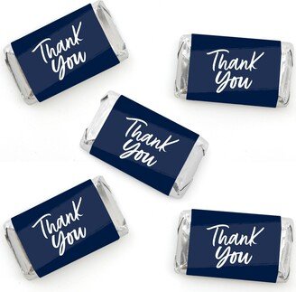 Big Dot Of Happiness Navy Blue Elegantly Simple - Mini Candy Bar Wrapper Stickers Party Favors 40 Ct