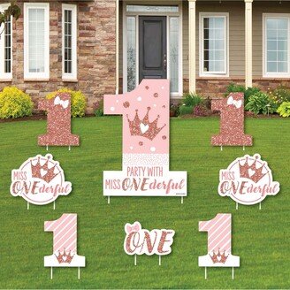 Big Dot Of Happiness 1st Birthday Little Miss Onederful - Yard Sign & Outdoor Lawn Decor - Set of 8