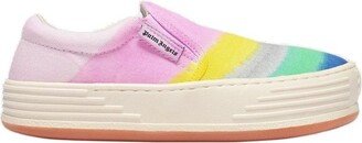 Gradient-Pattern Round-Toe Slip-On Sneakers