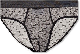 Lace Briefs With Logo - Black