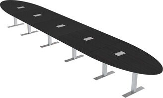 Skutchi Designs, Inc. 22' Modular Oval Boardroom Table With Metal T Bases And Electric Units