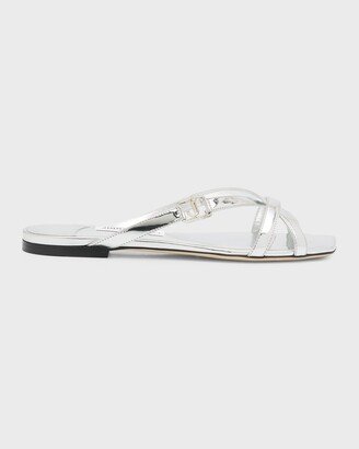 Jess Metallic Crisscross Flat Sandals