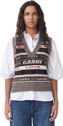 Brown Logo Wool Mix Vest