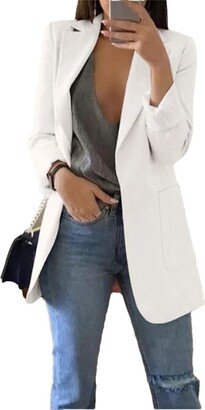 Tdvcpmkk Women's Slim Fit Blazer Fall Jacket Work Office Ladies White