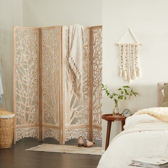 Studio 350 Brown Wood Modern Farmhouse Room Folding Divider Screen - 80