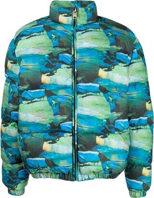 Printed Quilted Puffer Jacket