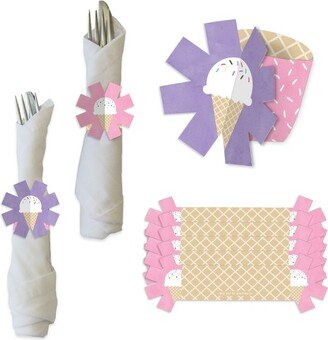 Big Dot of Happiness Scoop Up The Fun - Ice Cream - Sprinkles Party Paper Napkin Holder - Napkin Rings - Set of 24