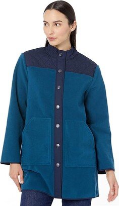 Button-Down Fleece Coat (Nassau Navy) Women's Jacket