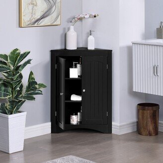 TiramisuBest Corner cabinet,Bathroom Floor Corner Cabinet with Doors and Shelves