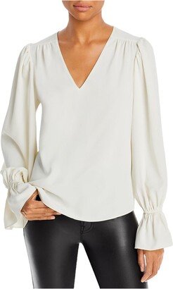 Womens Ruffled V Neck Blouse