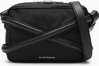 Black nylon messenger bag