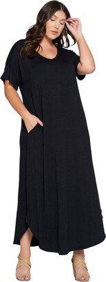 L I V D Plus Size Short Sleeve Pocket Maxi Dress