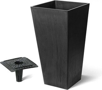 Algreen 17332 Valencia Square Flower Pot Planter Black 10 x 20 Inch