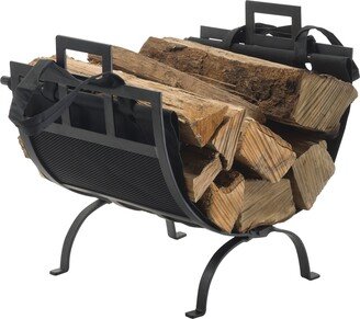 Steel Log Holder with Canvas Tote