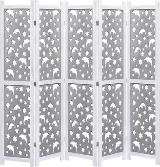 5-Panel Room Divider Gray 68.9x65 Solid Wood